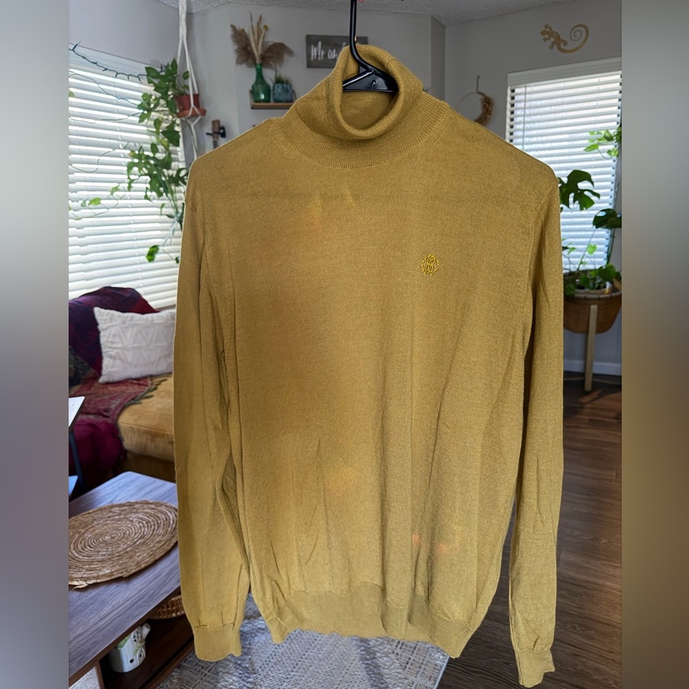 Authentic Roberto Cavalli Men’s Mustard Gold Yellow Turtleneck Sweater - Size M